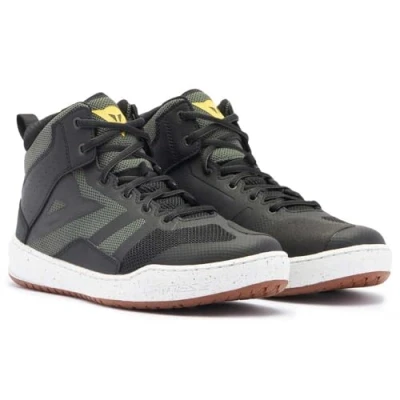 Image of DAINESE Men&#039;s Suburb Air Summer Motorcycle Shoe, Textile, Black/White/Army Green, 8 UK