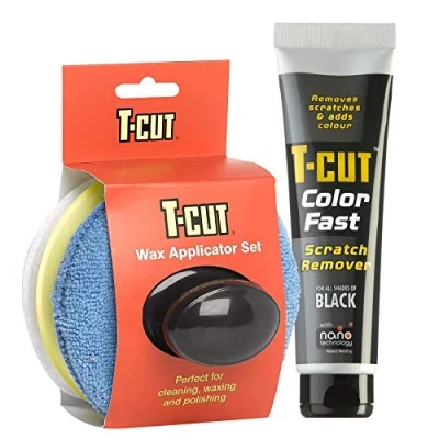 Image of T Cut Colour Fast Black Car Wax Polish Scratch Remover Enhancer 150g plus a Applicator Set with Handle * 6 Colours Available