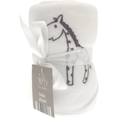 Image of Elli &amp; Raff Embroidered Soft Baby Shawl Blanket White (83cm x 102cm)