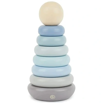 Image of Bieco baby stacking rings toy rainbow stacker ring wooden toys montessori