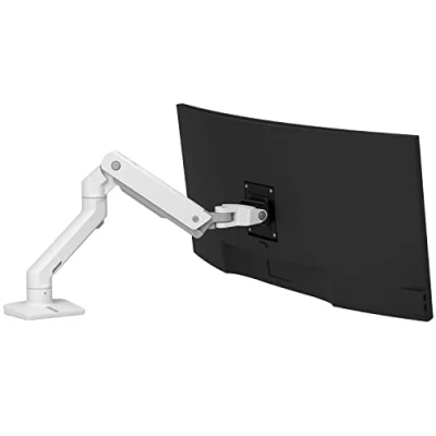 Image of Ergotron HX desk Monitor Arm mounting kit (articulating arm, clamp mount, grommet pivot, hardware, extension part) for white screen size: up to 42&quot; desktop