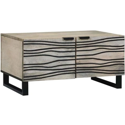 Image of vidaXL Coffee Table White, Black 80 x 50 40 cm Solid mango wood