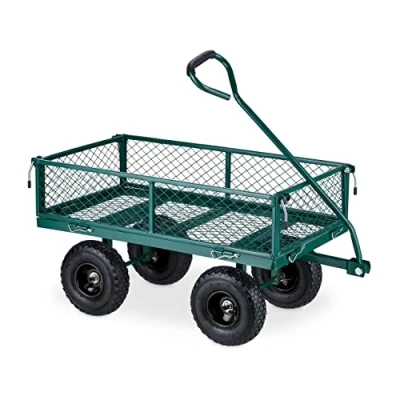 Image of Relaxdays Heavy Duty Cart, 90% steel 10% rubber, Green/Black, 50 x 110 cm