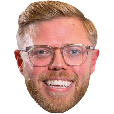 Image of Rob Beckett (Smile) Celebrity Mask, Flat Card Face, Fancy Dress Mask