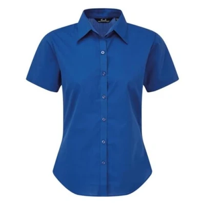 Image of Premier Women&#039;s poplin Short Sleeve Blouse, Ladies Plain Work Shirt Royal Size 18