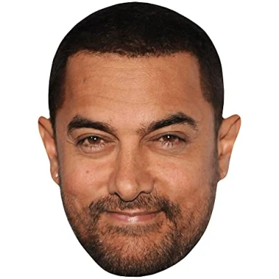 Image of Aamir Khan (Beard) Celebrity Mask, Flat Card Face, Fancy Dress Mask
