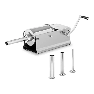 Image of Royal Catering Horizontal Sausage Maker Stuffer Machine Filler 3L RC SFV3L (Stainless Steel, Cylinder Height 20cm, Filling Tubes Diameters 16/22/32/38mm)