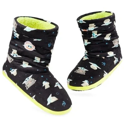 Image of Disney Stitch Boot Slippers Women and Teenagers Warm Plush Baby Yoda House Shoes Size 2 7 Non Slip Sole Gifts for Her (Multicolour Yoda, 6.5/7.5 UK)