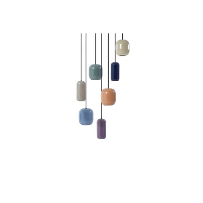 Image of Lucande pendant light Narion, 7 bulb, colourful, metal, GU10