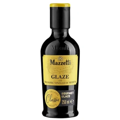 Image of Mazzetti Balsamic glaze, with Vinegar of Modena. The original gourmet thick and sweet. Perfect for salads, meats vegetables. Made in Italy, Black, 215 ml (Pack 1)