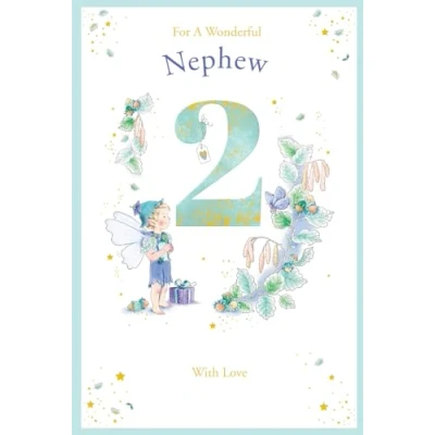 Image of Nephew 2nd Birthday Card Age 2 Catkin Pixie 9&quot; x 6&quot; Lovely Verse