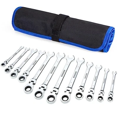 Image of SORAKO Ring Spanner Set 12 Pieces, Ratchet Wrench 8 19 mm Open Ended Set, Dual Use Design Non Slip