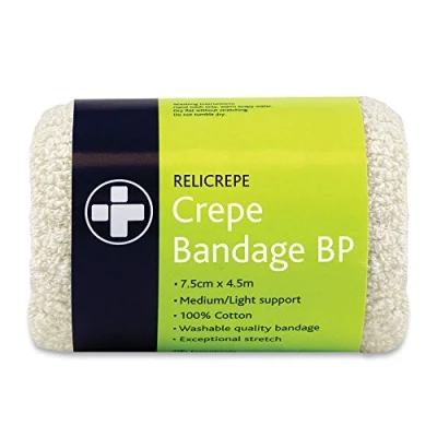 Image of Reliance Medical White BP Grade Cotton Relicrepe Crepe Bandage Soft, Comfortable, Medium/Light Support And Non Sterile Designed For Sprains, Strains, Minor Aches (7.5cm x 4.5m, Pack of 10)