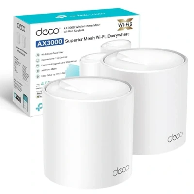 Image of TP Link Deco X50 AX3000 Whole Home AI Driven Mesh Wi Fi 6 System, Dual Band with Gigabit Ports, Coverage up to 4,500 ft2, Connect 150 devices, 1 GHz Core CPU, HomeShield Security, Pack of 2