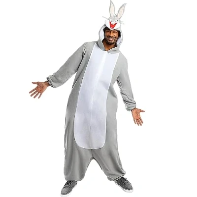 Image of Funidelia Bugs Bunny Costume Looney Tunes for men and women adults accessory fancy dress &amp; props Halloween, carnival parties Size S M Grey/Silver