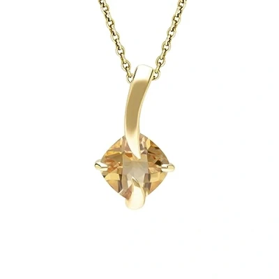 Image of Ivy Gems 9ct Yellow Gold Pineapple Cut Citrine Solitaire Pendant on 46cm Chain