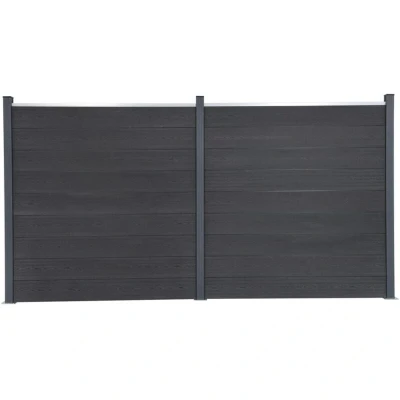 Image of vidaXL Fence Panel Set Grey 353x186 cm WPC