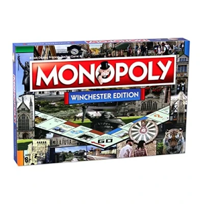 Image of Winning Moves Winchester Monopoly Board Game, Advance to King Alfred the Great&#039;s Statue, City Museum, or Jewry Street and trade your way success, makes a great gift for ages 8 plus