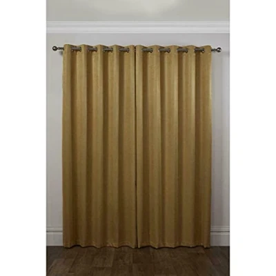 Image of Emma Barclay Ambiance Thermal Blackout Eyelet Curtains 3D Embossed With Reflective Reverse Weave in Ochre Width 66 x Drop 54&quot; (168 137cm)