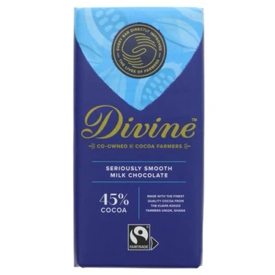 Image of Divine Fairtrade Milk Chocolate Bar, 100g