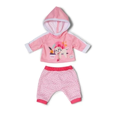 Image of BABY born Pink Jogging Suit, Patterned Trousers and Hoodie for 43cm Dolls, 837313 Zapf Creation