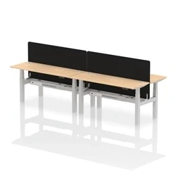 Image of Air B2B 1600x600mm Adjustable 4P Bench Desk CP Maple/Silver + Screen