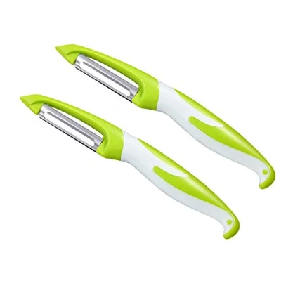 Image of Aiqeer 2 Pcs Multifunction Peelers Set, Vegetable Peeler, Fruit Straight Carrot Potato Peeler (Green)