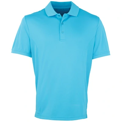 Image of Premier Mens Coolchecker Pique Short Sleeve Polo T Shirt (Turquoise) Size 2XL