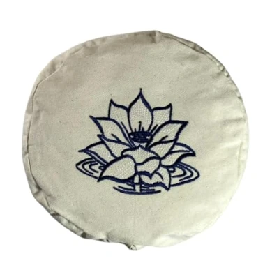 Image of Yoga Bolster Filled with Organic Buckwheat Hulls (Natural Cotton Embroidered)