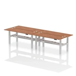 Image of Air B2B 1800x600mm Height Adjustable 4P Bench Desk CP Walnut/Silver