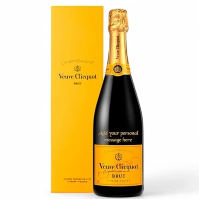 Image of Personalised Veuve Clicquot Champagne Gift for all occasions, Customised Engraved Bottle, with Custom Engraving, Premium Alcohol Ideas 75cl