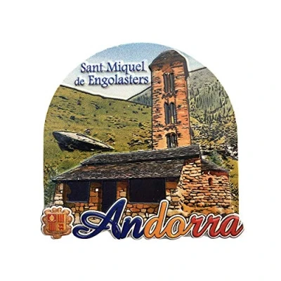 Image of Andorra 3D Sant Miquel de Engolasters Refrigerator Magnet Souvenir,Andorra Fridge Collection Gift Magnetic Sticker Home Kitchen Decoration