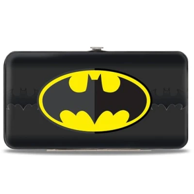 Image of Buckle Down Wallet Hinge Batman Icon Centered/Bat Signal Stripe Black/Yellow/Grays unisex adults