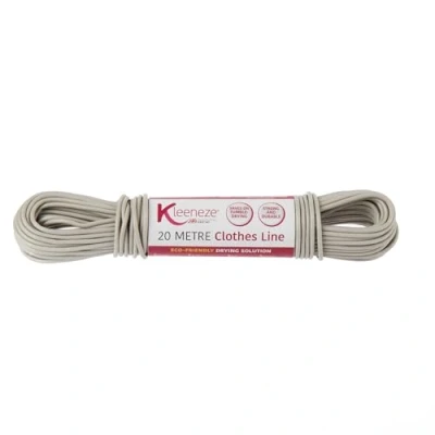 Image of Kleeneze KL070475FFS 20 Metre Clothes Line Washing Line, Durable PVC with Polyester Core, Naturally Dry Laundry, Save On Tumble Drying, Clothesline for Home, Garden, and Camping, Outdoor/Indoor