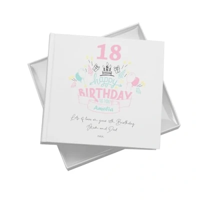 Image of ukgiftstoreonline Personalised Any Age Happy Birthday Photo album Gift For Her 18th, 21st, 30th, 40th, 50th, 60th