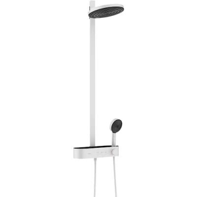 Image of Hansgrohe 24241700 Pulsify S Showerpipe 260 2jet EcoSmart with ShowerTablet Select 400, matt White, Head Shower: 2 Water Saving Sprays