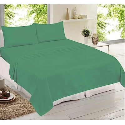 Image of Adore Home 100% Cotton Flannelette Sheet Set Fitted Sheet, Flat 1 x Pillowcases Bed, Green, Single
