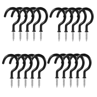 Image of NTEK Screw in Hooks for Hanging, Ceiling Hanging Cup Utility, Multipurpose Vinyl Coated Screw, Wood, Under Cupboard, Cabinet Shelf, Plant and Kitchen