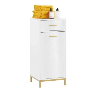 Image of Laundry Cabinet Chest Bathroom StoragBasket White , BZR180 W Sobuy