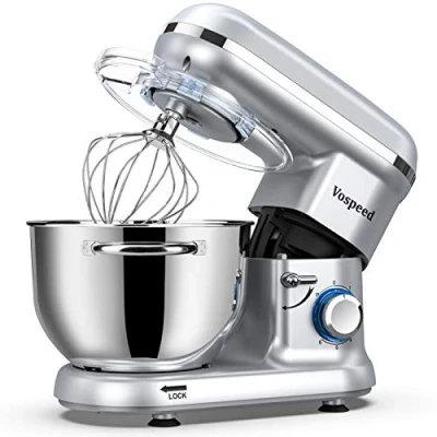Image of Stand Mixer, Vospeed Food Mixer Dough Blender, 6.2L 1500W Electric Cake with Bowl, Beater, Hook, Whisk, Egg Separator &amp; Silicone Spatula, Dishwasher Safe (Silver)