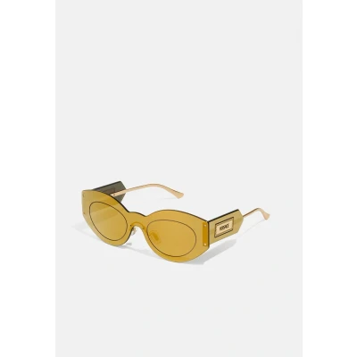 Image of Versace Woman VE2276 10027P Sunglasses Metal Brown Geometric Mirrored