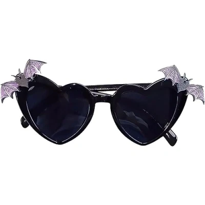 Image of Danlai Halloween Bat Heart Shaped Sunglasses Vintage Goth Party Glasses Eyewear for Accessories