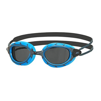 Image of Zoggs Predator Adult Swimming goggles, UV protection Swim Pulley Adjust Comfort Goggles Straps, Fog Free Goggle Lenses, Adults Ultra Fit, Smoke Tinted, Blue/Black, Small
