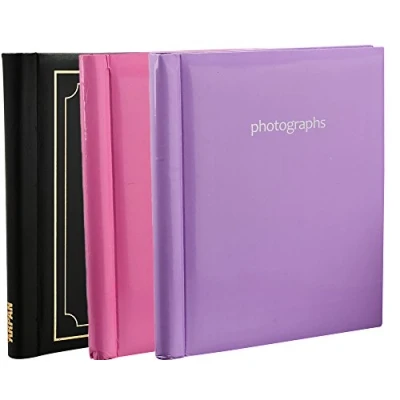 Image of 3 x Arpan Self Adhesive Large Photo Albums Totaling 60 Sheets 120 Sides (purple/pink/black)