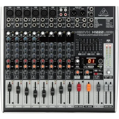 Image of Behringer XENYX X1222USB Premium 16 Input 2/2 Bus Mixer with Mic Preamps and Compressors, British EQ, 24 Bit Multi FX Processor USB/Audio Interface, Compatible PC Mac