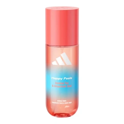 Image of adidas Vibes Happy Feels Fragrance Hair &amp; Body Mist, Floral with Notes of Jasmine Tea Grapefruit Zest, Mood Boosting, For Any Occasion, 150ml