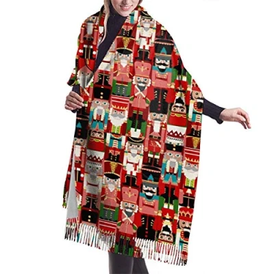 Image of 408 Stole Scarf Christmas Time Nutcracker Shawl Wraps Lightweight Warm For Birthday Women 72X197Cm