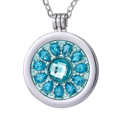 Image of Morella Ladies&#039; Necklace 70 cm Stainless Steel and Pendant with Coin Turquoise 33 mm in a Jewelry Bag
