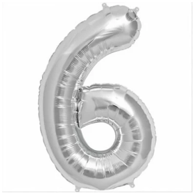 Image of Silver Number 6 Foil Balloon, 101cm