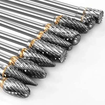 Image of FOTYBEI 10Pcs Tungsten Carbide Rotary Burr Set Compatible with Dremel Tool Accessories, Die Grinder Bits 1/8&quot; Shank for DIY Woodworking, Carving, Metal Polishing, Engraving, Drilling